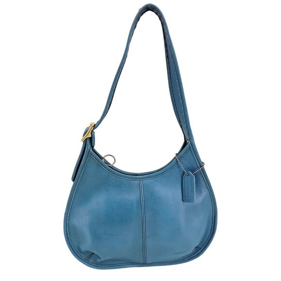 Vintage 1990's Coach Ergo 7414 Leather Shoulder Bag in RARE Azure Blue *READ* - Picture 1 of 16